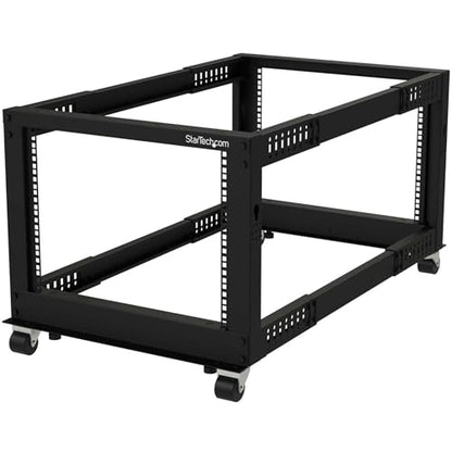 StarTech 8U 4-Post Server Rack, 19in Open Frame Rack with 40in (101cm) Mounting Depth and 1200lb (544kg) Weight Capacity, Mobile or Floor Mount IT Rack - size: 8U