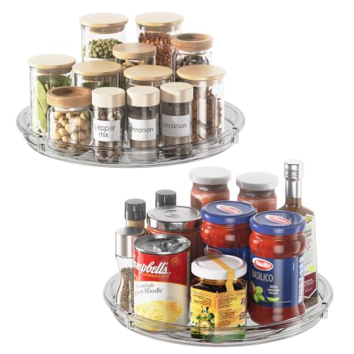 LAMU 2 Pack Lazy Susan Organizer 9 inch Lazy Susan Turntable for Cabinet, Rotating Spice Organization for Cabinet, Kitchen, Table Top, Countertop, Pantry Fridge Organizers and Storage, Gray - color: Gray, size: 9 inch