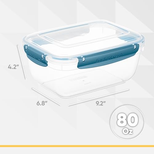 Superio Plastic Food Storage Container with Airtight Lid- 80 Oz, BPA Free, Leakproof, Stackable, Microwave, Dishwasher and Freezer Safe, Blue - color: Blue