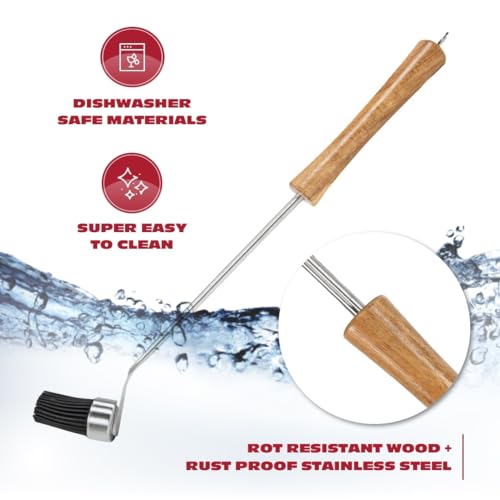 BBQ-AID Silicone Basting Brush for Grilling - Premium Acacia Wood Sauce Brush for BBQ & Smoking - Heat Resistant Marinade & Meat Brush - Dishwasher Safe Cooking Brush - Perfect For Fathers Day Gift
