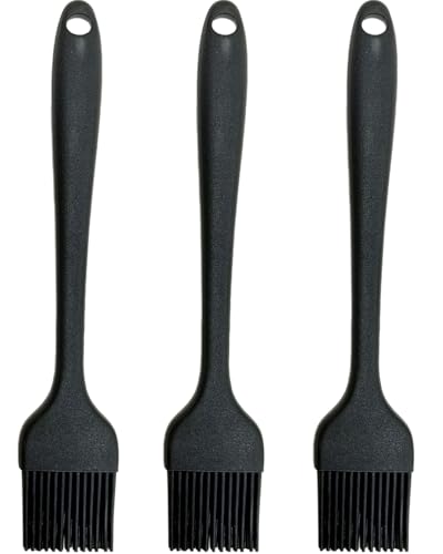 Pastry Brush For Baking,Silicone Basting Brush For Cooking,315°C Heat Resistant Food Brush for Oil & Sauce,Non-Shedding Kitchen Brushes for Butter Bread Meat Egg Wash Cake Baster(3pc Black)