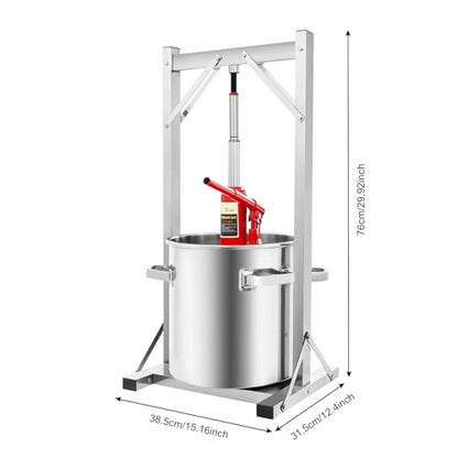 22L/5.81gal Fruit Wine Press, Stainless Steel Cider Press Hand Squeezer Grape Crusher with Hydraulic-Jack, Outer & Filter Bucket, Manual Apple/Fruit Press Extractor for Honey, Vegetable, Cheese