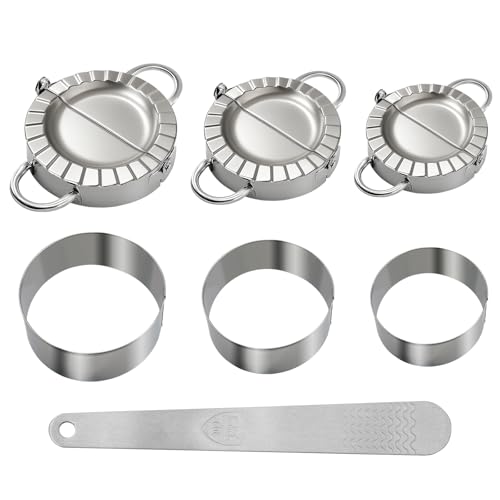 3-in-1 Stainless Steel Dumpling Maker Set - 3 Sizes with Cutters & Scoop | 3", 3.4", 3.8" sizes. Dishwasher-safe. Non-stick, no rust. Asian, empanada, pierogi. - size: small