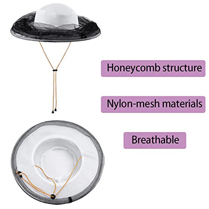 2 in 1 Beekeeping Beekeeper hat and Bee Gloves Insect Bug Mosquito Netting mesh Veil Hood Costumes for Men Women - color: White