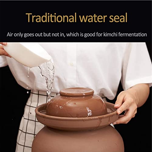 Traditional Chinese Porcelain Pickle Jar,Ceramic Fermentation Crock Pickling Pot,Ceramic Fermenting Jar with Water Seal Airlock Lid Stoneware Fermenter for Kimchi Sa 6KG - size: 6KG