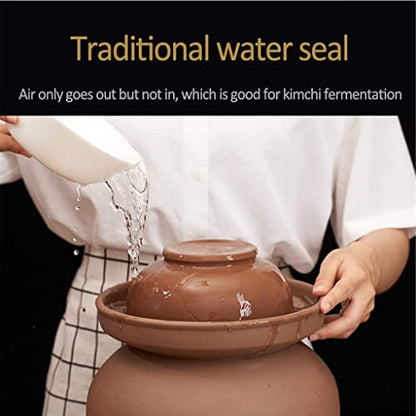 Traditional Chinese Porcelain Pickle Jar,Ceramic Fermentation Crock Pickling Pot,Ceramic Fermenting Jar with Water Seal Airlock Lid Stoneware Fermenter for Kimchi Sa 6KG - size: 6KG