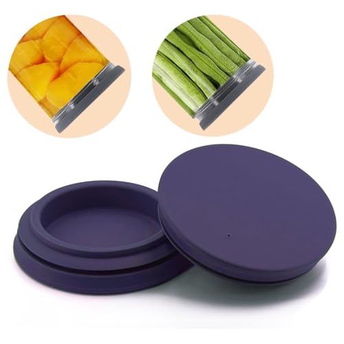 Wide Mouth Mason Jar Lids - Large Mouth Canning Lids Fit for All Wide Mouth Mason Jars,Food Grade Silicone Mason Jar Caps,Dishwasher Safe,Leak Proof Reusable Lids - color: Violet-2 Pack