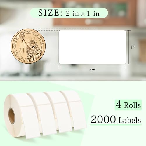 ESSENTIAL 2000 Dissolvable Food Labels, 1 x 2 Inch Blank White Dissolvable Canning Labels for Food Storage, Food Containers, Mason Jars, Freezer(4 Roll - 2000 Labels) - size: 4 Roll -2000 Labels
