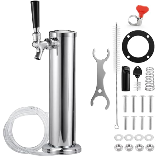 All Stainless Steel Single Beer Tap Tower Draft Beer Tower Kegerator Tower Keg Tower Kegerator Parts Kegerator Kit Beer Tap Faucet Pre-assembled Beer Line 3" Beer Tower Dispenser