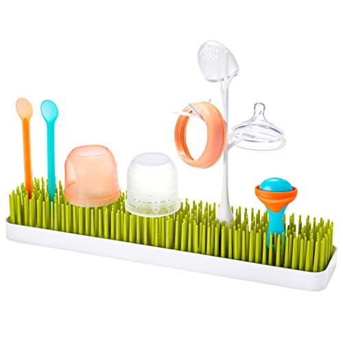 Boon Patch Countertop Baby Bottle Drying Rack - Space Saving Bottle Rack for Drying and Organization - Kitchen Baby Needs - Baby Bottle-Feeding Supplies - Green and White