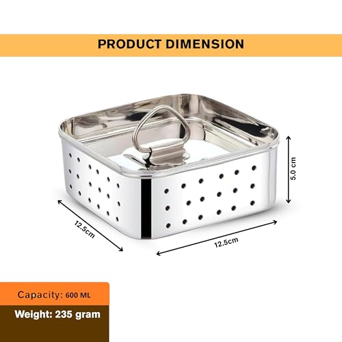 AaraVibe® Paneer Maker Steel | Paneer Maker | Paneer Maker Mould Press – 750ml (Large) Stainless Steel Square Press for Homemade Paneer, Tofu & Sprouts | 1 Year Warranty & Free Paneer Recipe eBook