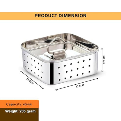 AaraVibe® Paneer Maker Steel | Paneer Maker | Paneer Maker Mould Press – 750ml (Large) Stainless Steel Square Press for Homemade Paneer, Tofu & Sprouts | 1 Year Warranty & Free Paneer Recipe eBook
