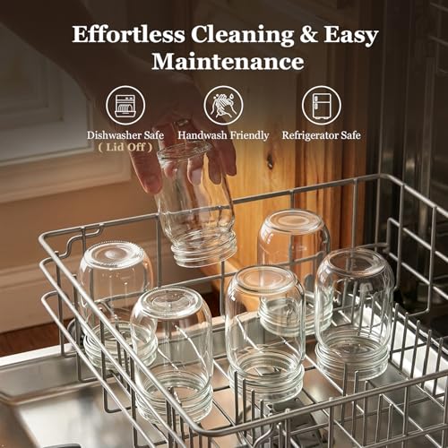 ComSaf 16 oz Regular Mouth Mason Jars, 3-PCS Safety-Button Lids | Button seal indicator/airtight, Pint soda-lime glass, BPA free, Canning safe, Freezer/dishwasher safe, Meal Prep Storage