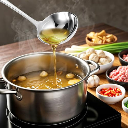 Jeffdad Gravy Ladle, Stainless Steel Sauce Soup Ladles 7.1‘’ Gravy Ladles Silver Polished Kitchen Utensil for Spooning GravySauce Soup