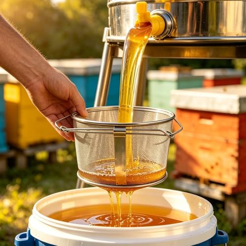 Double Strainer - Stainless Steel Double Sieve,Very Fine Mesh Strainer,for Beekeepers Kitchen Food Cooking Butter Beekeeping Hive