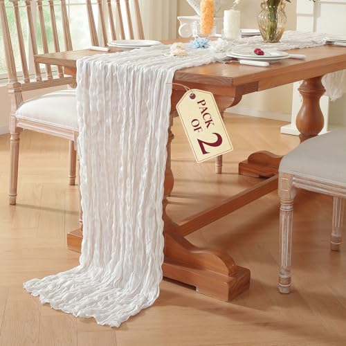 2 Pack Cheesecloth Table Runner, Fall Table Runner 120 Inch – Ivory Cheesecloth Gauze – 10FT Cheese Cloth Runner for Wedding, Party, Baby Shower, Home Decorations - color: Ivory, size: 10ft x 2pcs