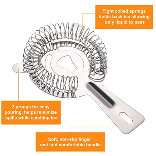 16 Pcs Bar Bartender Strainer Stainless Cocktail Strainers Steel Drink 5.5 in Silver Shaker Ice Bar Shelf for Hawthorne Bartenders Mixologists Drinking Water Filtering