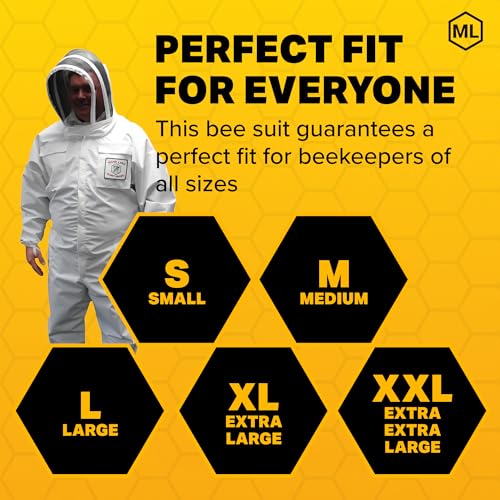Mann Lake Weathertek Honey Maker Suit with Veil, 100% Waterproof, Durable and Breathable, Rainproof and Weather-Resistant Beekeeping Protective Gear for Professional and Hobbyist Beekeepers, Large - size: Large