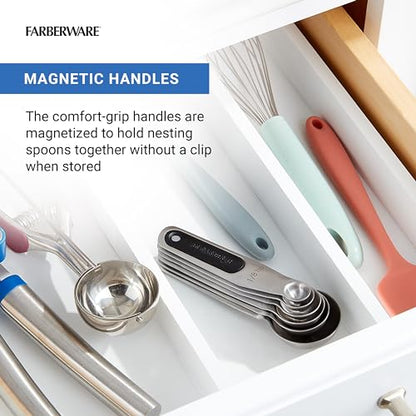 Farberware Professional Stainless SteelMeasuring Spoons Precision and Ease in Every Scoop, Features Magnetic Handles for Easy Storage, Dishwasher Safe - size: Set of 5, Spoons