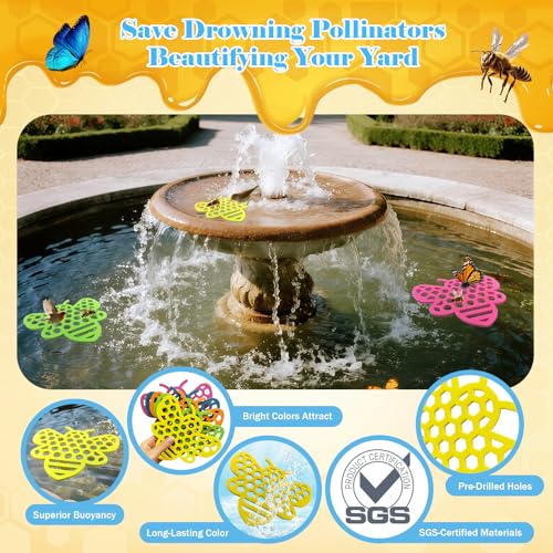 Floating Bee Island Watering Station - 5 Pack, Bee-Friendly EVA Foam, No Sinking, Drowning-Proof, Fade-Proof, Pre-Cut, Birdbath, Pools & Garden Hydration Solution for Pollinators (6.3 Inch) - size: Bee