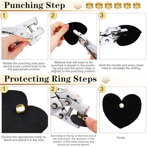 Honoson 3/16 Inch Grommet Tool Kit Eyelet Plier Set Hole Punch Grommet Hand Press Pliers with 200 Pieces of Eyelets for Clothes Shoes Bags(Gold) - color: Gold, size: 3/16 Inch