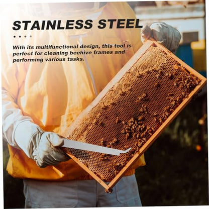 BESPORTBLE 4pcs Stainless Steel Beehive Scraper Tool Curved Multi-Functional Frame Lifter Essential Beekeeping Equipment for Hive Maintenance and Cleaning