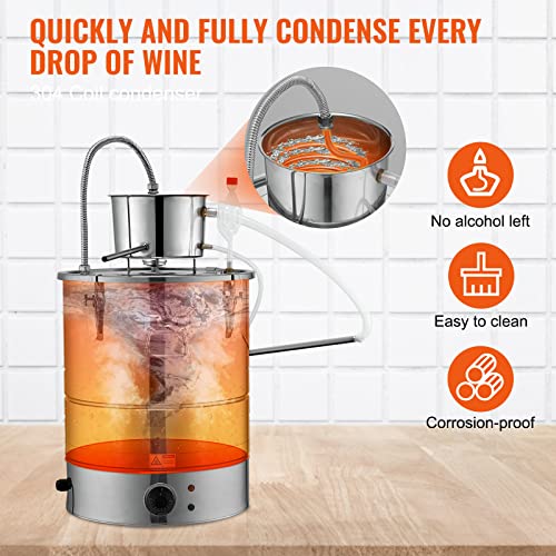 VEVOR Electric Alcohol Still 8Gal/30L, Alcohol Distiller, Distillery Kit for Alcohol include Pump & One-way Exhaust Valve & Thermometer - size: 9 Gal/30L