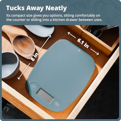 Greater Goods Food Scale – Digital Kitchen Scale, 1g Precision, Easy-Tare & Quick Conversion, Slim Compact Design, Durable & Portable | Ideal for Cooking, Baking & Meal Prep (Stone Blue) - color: Stone Blue