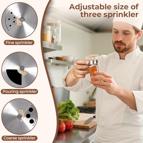 ComSaf Glass Spice Jars with Shaker Lids 4 oz 24 Pack Small Square Bulk Set | Labels, Seasoning Herbs Powders, Salt Pepper Chili, Spice Rack Organization, Kitchen Cabinet Storage, Funnel Included - color: Silver Lids