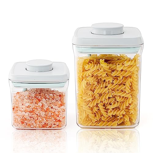 Airtight Food Storage Containers with Lids, BPA Free Cereal Container for Kitchen Pantry Organization, Stackable Clear Plastic Canisters for Flour Sugar Baking Supplies (0.5Qt + 1.5Qt) - color: 1.5Qt + 0.5Qt