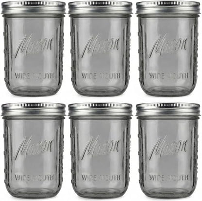 WELLIFE 6 Pack 16 oz Smoky Black Mason Jars with Lids – Wide Mouth Thick Glass Jars, Rust-Proof Airtight Lids with Silicone Seal, Stylish Storage Jars for Canning, Crafts & Home Organization - color: Black Mason Jar 16oz-6Pcs