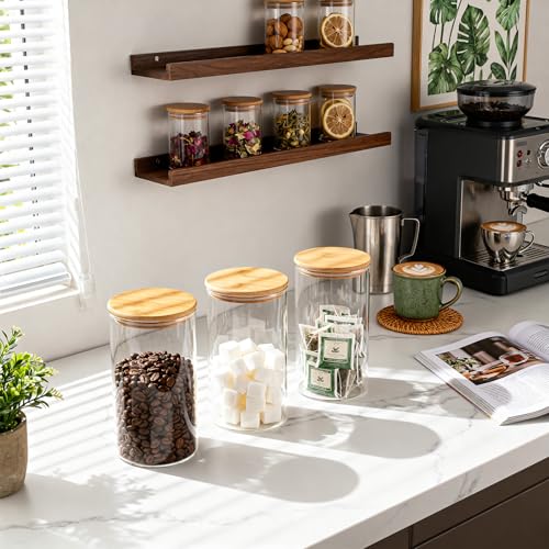 TBWIND 53oz Round Glass Storage Containers with Bamboo Lids – 4 Pack Large Airtight Glass Jars for Pantry Organization, Kitchen Dry Food, Flour, Cereal, Coffee Beans & Staples - color: Round/53oz/4pcs