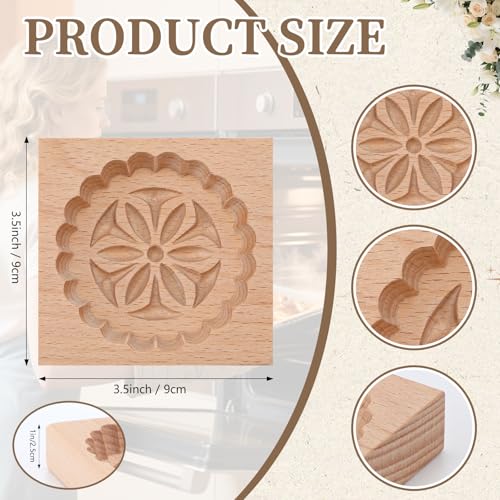 Hushee Flower Butter Mold Decorative Butter Press Wooden Mold for Homemade Cutter Wood Kitchen Accessory & Table for Baking DIY Dairy Making Supplies - style: Flower