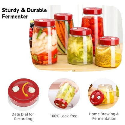2.2 Liter Fermentation Jar, Fermenting Kit with Venting Valve Airlock and Fermenting Weight, Pickle Jar, Wide Mouth Glass Jar for Pickles, Kimchi, Sauerkraut, Mead, Kombucha, Sourdough - size: 2.2L