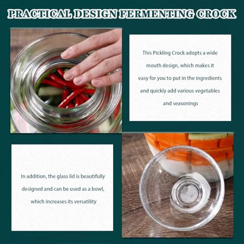 Water-Tight Korean Fermentation Jar, Thickened Glass Transparent Kimchi Jar, Pickle Jar with Auspicious Cloud Pattern, Kimchi Storage Jar(7.5kg) - size: 7.5kg