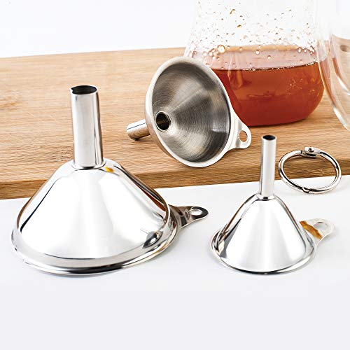 Fox Run Metal Kitchen Funnel Set, 3", 2", and 1.5" Stainless Steel Funnels - size: 3", 2", and 1.5" Set