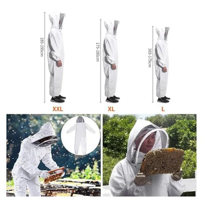 Beekeeping Clothes Cotton Hooded Beekeeping Suit Veil Hat Jacket Protective Coverall Full Body Cover Beekeepers(L) - size: Large