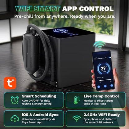 Cold Plunge Chiller Pro, Upgraded 1/2HP Ice Bath Chiller for Any Tub, Cools to 39°F, No Pump or Plumbing Needed, WiFi App Control, Ready-to-Use for Outdoor Home Cold Therapy