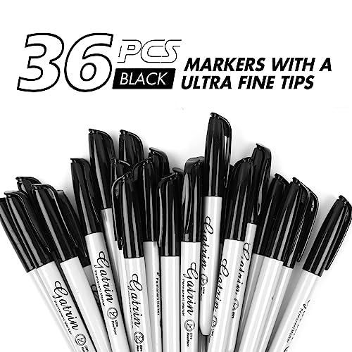 Ultra Fine Point Black Permanent Markers, 36 Pack Ultra Fine Point Black Permanent Marker set, Works on paper, Plastic, Stone, Glass, Metal