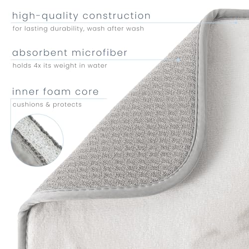 S&T INC. Dish Drying Mat Jumbo, 18” x 30”, Absorbent Microfiber Kitchen Counter Mat, Dish Drying Pad for Dishes, Utensils, Pots and Pans, Jumbo, Grey Stone - size: 18" x 30"