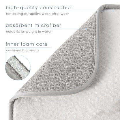 S&T INC. Dish Drying Mat Jumbo, 18” x 30”, Absorbent Microfiber Kitchen Counter Mat, Dish Drying Pad for Dishes, Utensils, Pots and Pans, Jumbo, Grey Stone - size: 18" x 30"