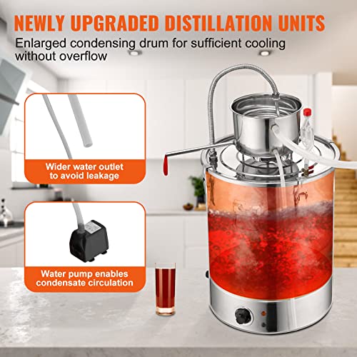 VEVOR Electric Alcohol Still 13Gal/50L,230V/60Hz, Alcohol Distiller, Distillery Kit for Alcohol include Pump & One-way Exhaust Valve & Thermometer - size: 13 Gal/50L