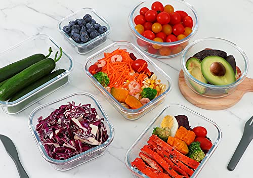 M MCIRCO 24-Piece Glass Food Storage Containers with Locking Lids,Glass Meal Prep Containers Set - Airtight Lunch Containers, Microwave, Oven, Freezer and Dishwasher,Green - color: Green