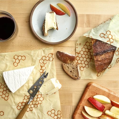 Bee's Wrap Beeswax Wraps for Food - 3 Pack of Assorted Beeswax Wraps - Small, Medium & Large Wrap - Plastic Free Made in USA Reusable Natural Food Wrap - Honeycomb Print - style: 3 Pack (Honeycomb)
