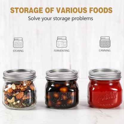 Ieavier 12PCS Wide Mouth Mason Jars 16oz with Airtight Lids and Bands, Canning Jars with Crystal Glass for Food Storage, Spice Jars, Canning, DIY Projects, Jam, Jelly, Honey, Preserving, Drinking - color: 16oz-12pack