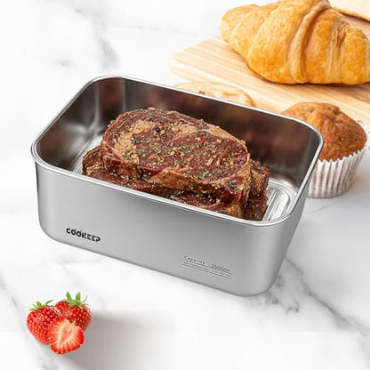 88oz/2600ml Stainless Steel Food Containers,Stainless Steel Containers with Lids,Snack Containers,Lunch Box,Easy Clean,Airtight&Leakproof for Kitchen Storage,Dishwasher Safe,BPA-Free - size: Large Box(88oz/2600ml)