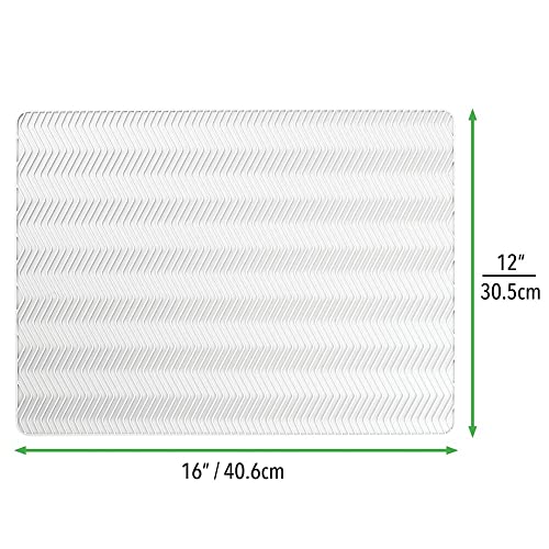 mDesign Silicone Dish Drying Mat and Protector for Kitchen Countertops, Sinks - Chevron Design - Non-Slip, Waterproof, Heat Resistant, Dishwasher Safe - 2 Pack - White