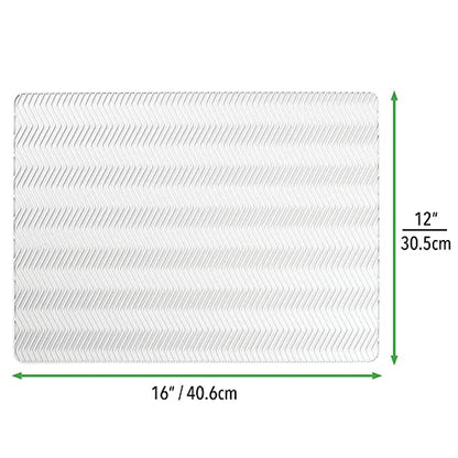 mDesign Silicone Dish Drying Mat and Protector for Kitchen Countertops, Sinks - Chevron Design - Non-Slip, Waterproof, Heat Resistant, Dishwasher Safe - 2 Pack - White