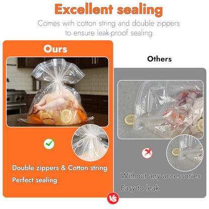 4 Pack Large Turkey Brine Bags | 26"×22" | Thickened Brining Bag | Holds up to 35lbs | Double Zippers Seal | Heavy Duty Brine Bags for Meat | Thanksgiving & Holiday Feast Essential - size: 4 Pack