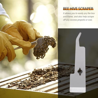 Stainless Metal Beehive Scraper and Beekeeping Lifter Tool for Hive Maintenance, Curved Durable Hive Frame Scraping Equipment for Beekeepers